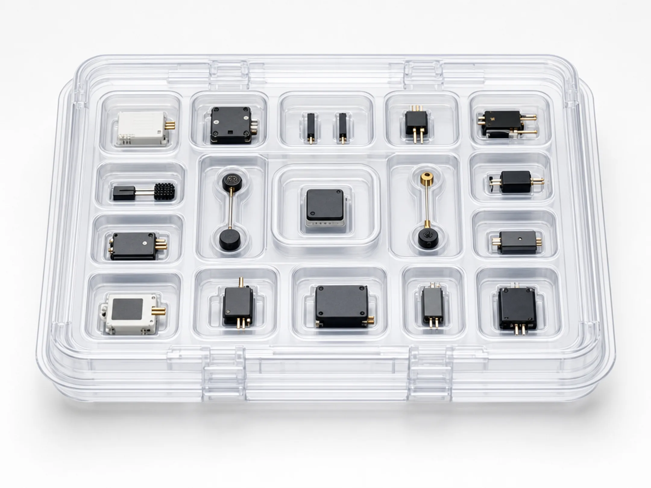 Electronics packaged in reclosable clamshell reducing shipping damage