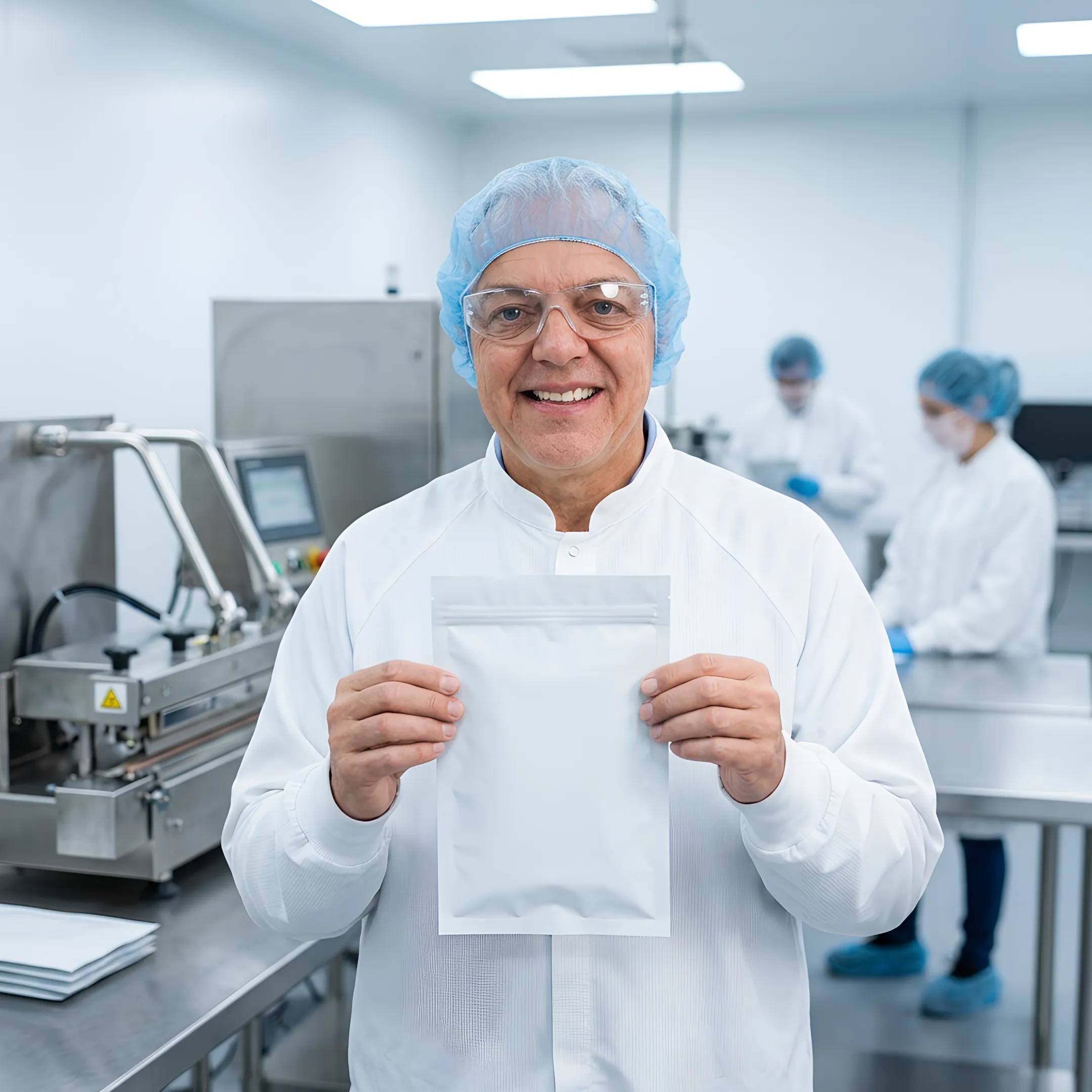 Specialist reviewing custom supplement packaging materials