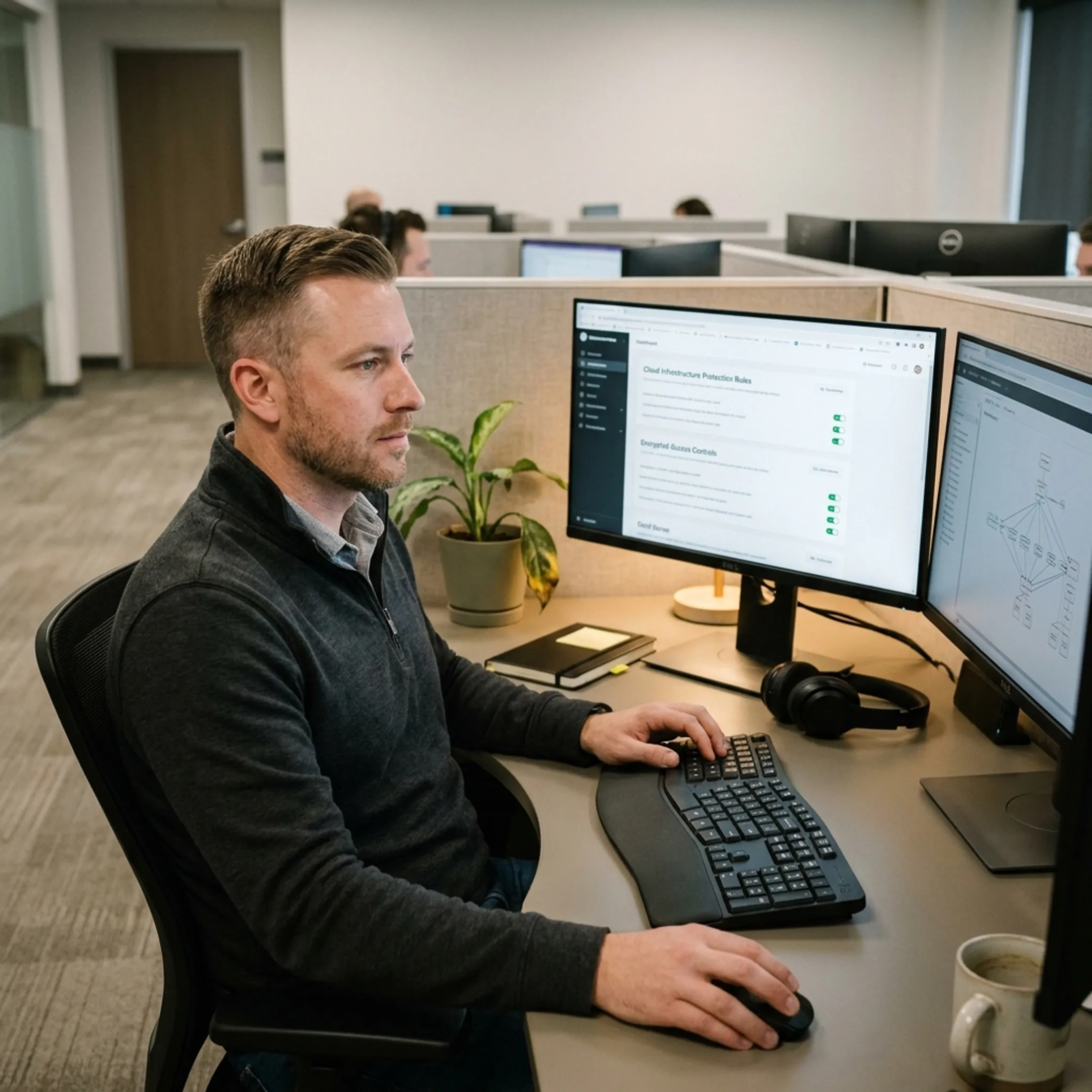 Network security engineer configuring firewall defense policies