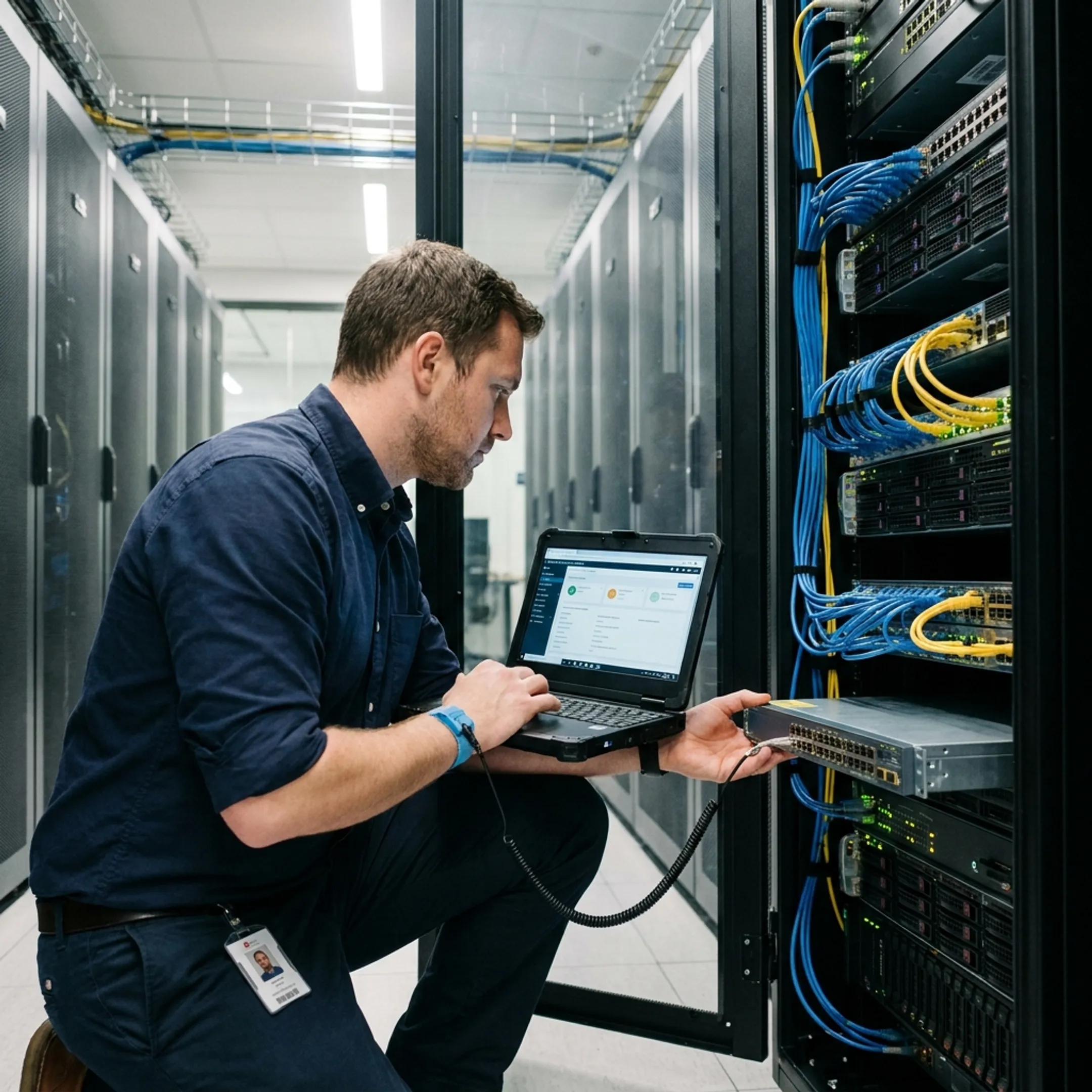 Verdant TCS engineer configuring cloud compliance policies in corporate server room