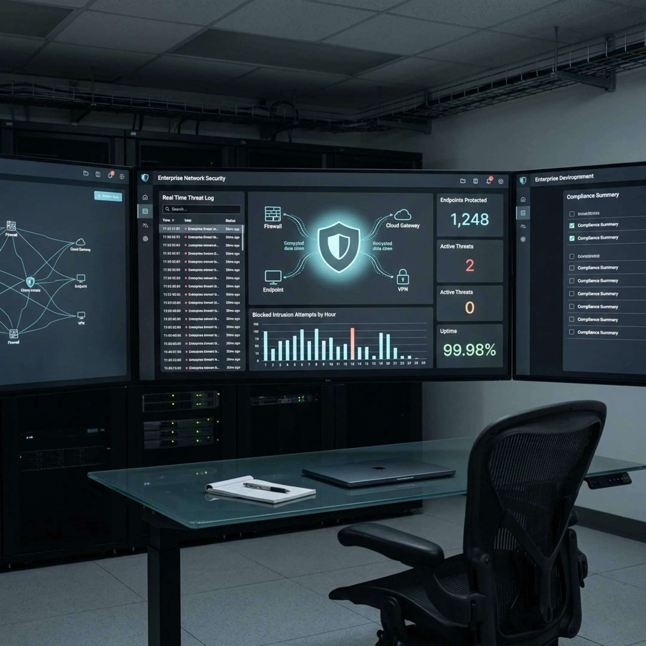 Digital security lock graphic demonstrating multilayered enterprise cyber protection