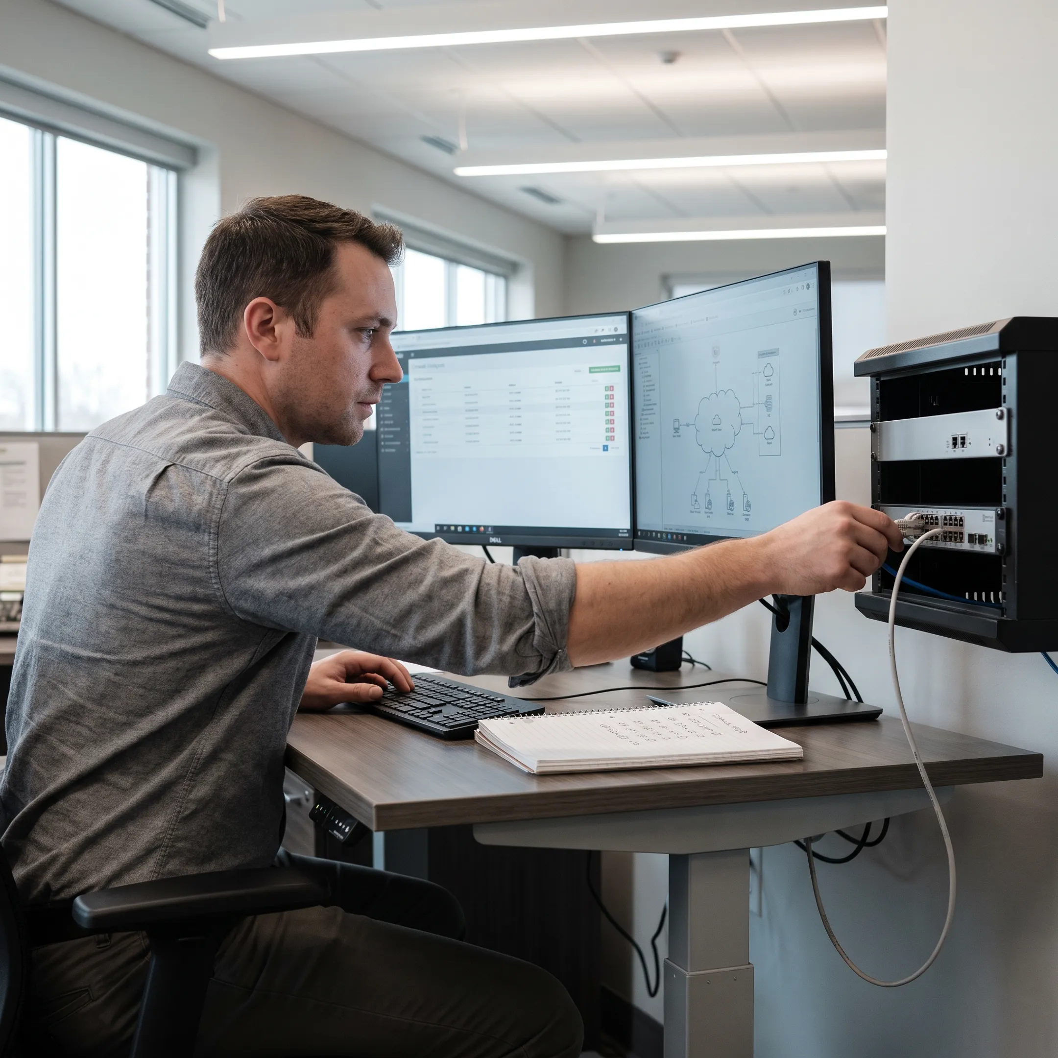 IT specialist managing business network infrastructure in Michigan