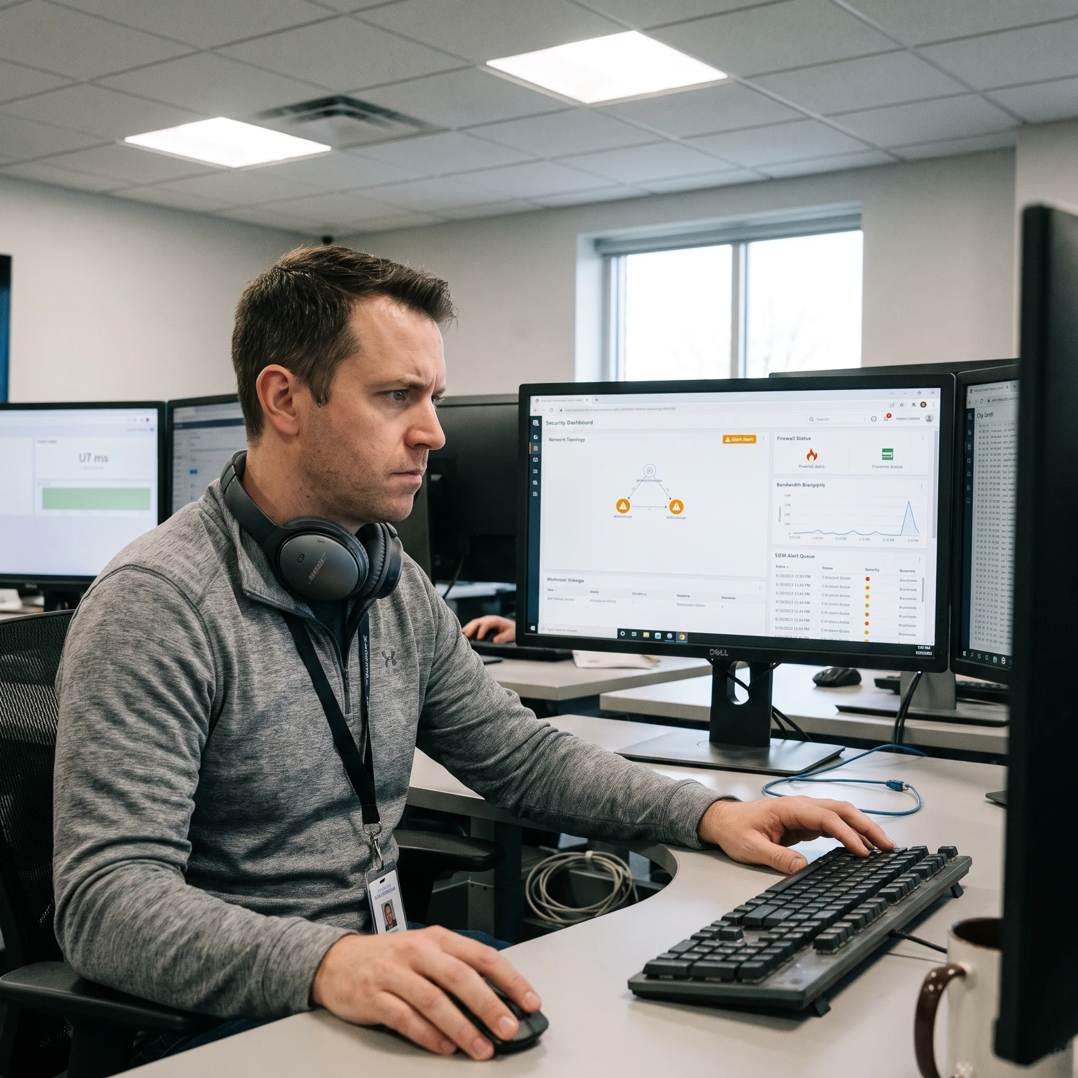 System administrator reviewing server health dashboard