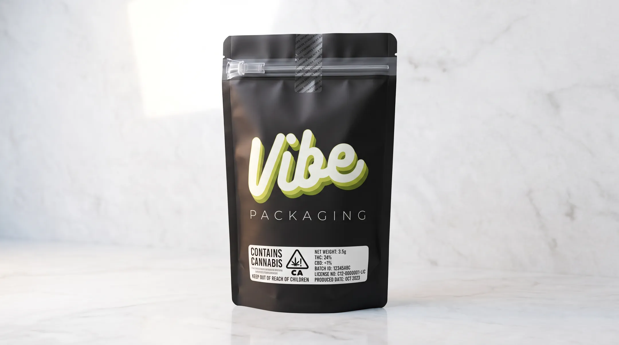 Child-resistant tamper-evident cannabis packaging with compliance labeling