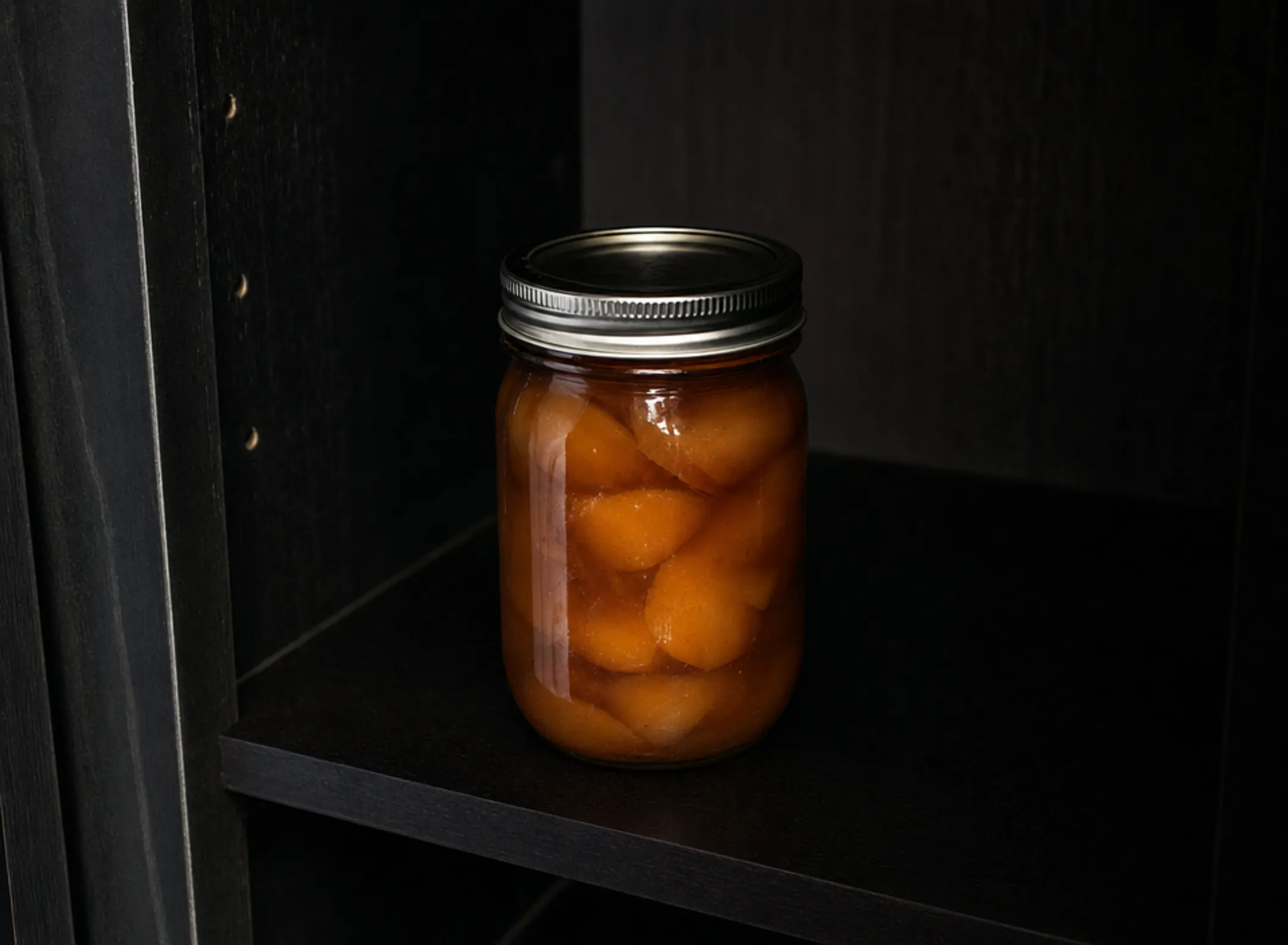Mason jar with two-piece lid used for dark cannabis storage