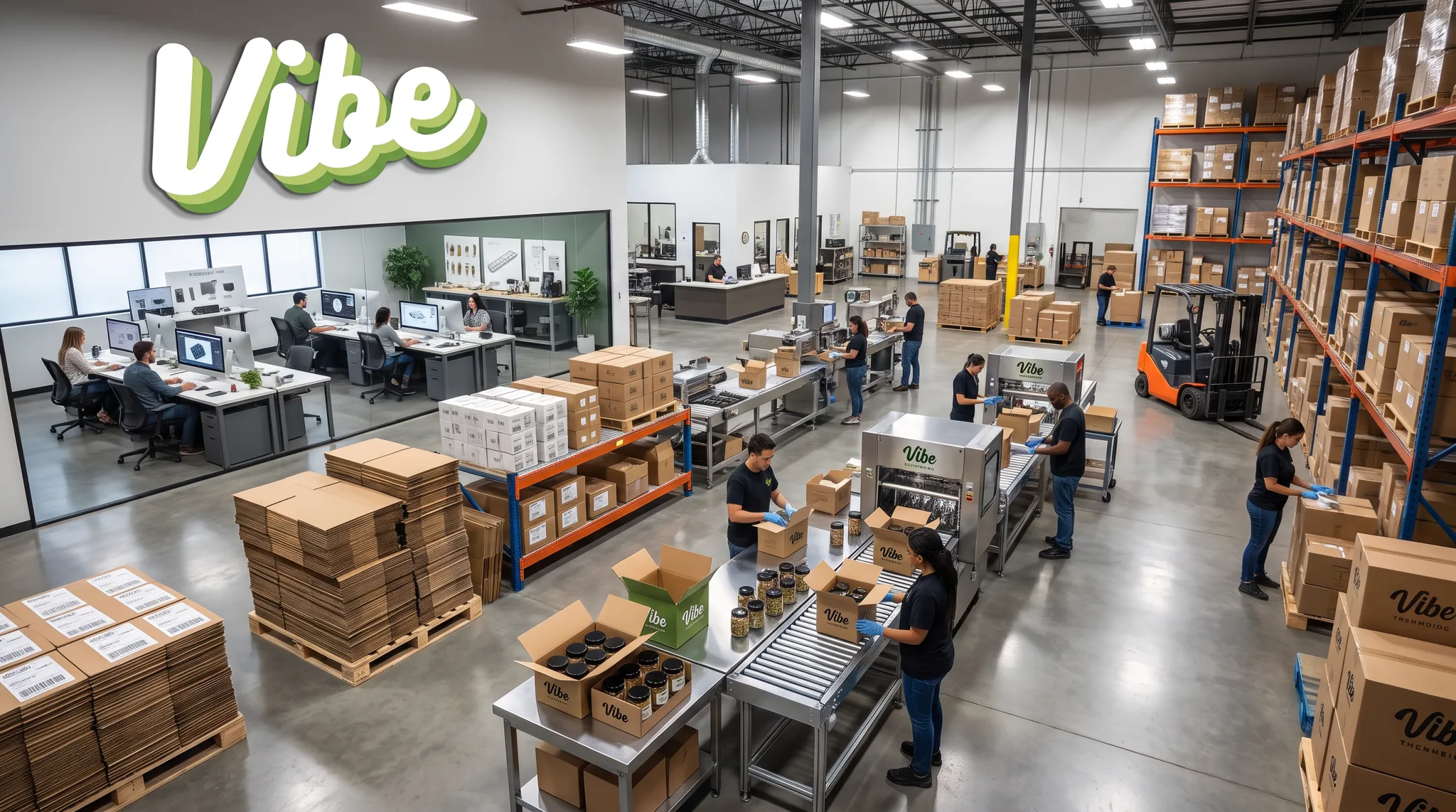 VibePKG facility integrating packaging production and fulfillment operations