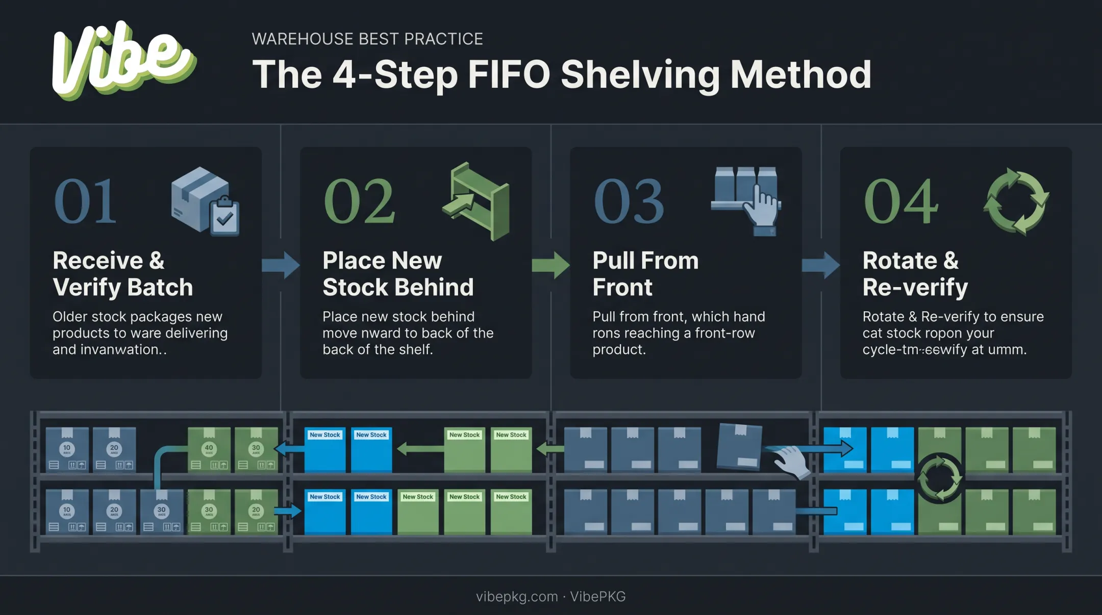 Four-step FIFO shelving process for cannabis flower rotation