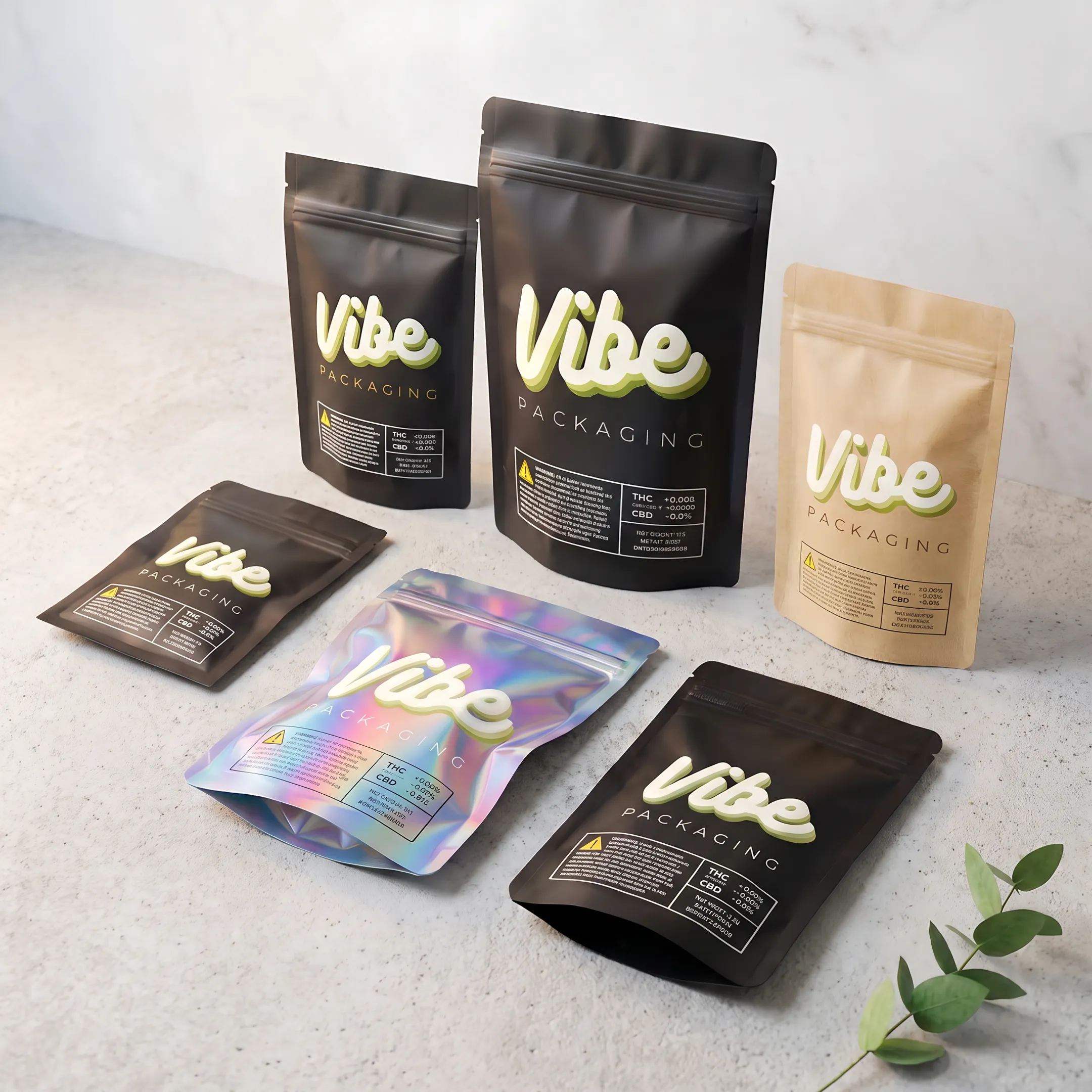 Custom printed Mylar bags for cannabis products