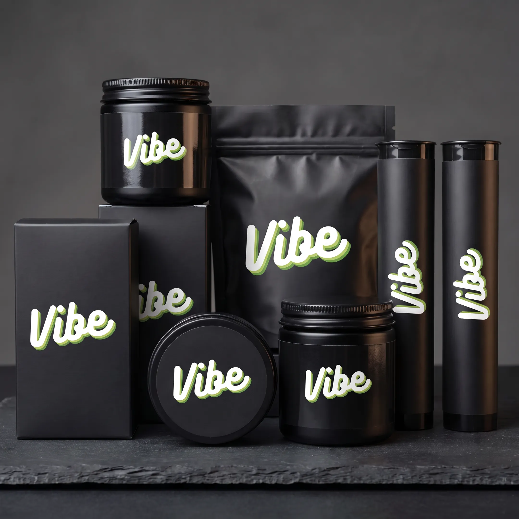 Custom cannabis packaging assortment