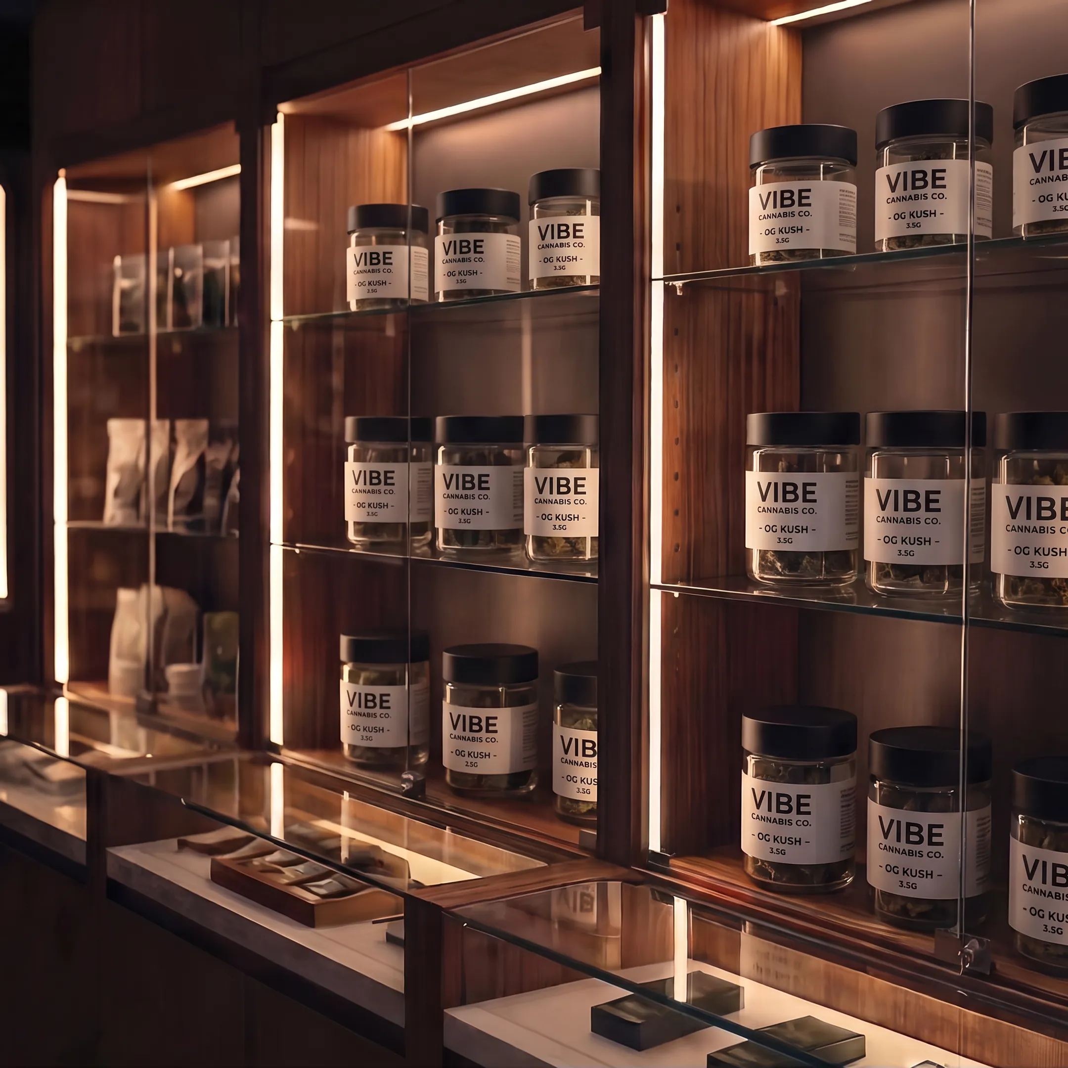 Custom cannabis display jars with branded labels