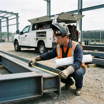 Mobile welder preparing an on-site fabrication project