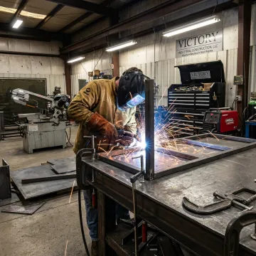 Carbon steel fabrication and welding in an industrial shop