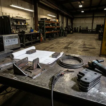 Custom metal brackets being fabricated