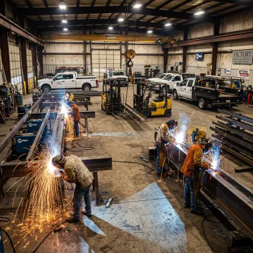 Industrial contractors fabricating steel in Virginia