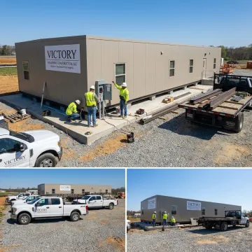 Modular office building at an industrial worksite