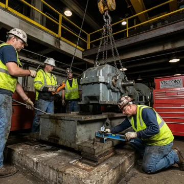 Millwright contractors working on industrial equipment