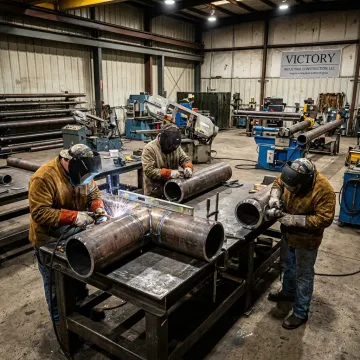Pipe fabrication process in industrial shop
