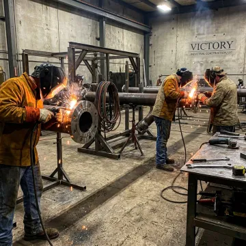 Industrial piping specialists welding pipe