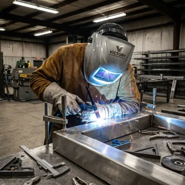 Stainless steel welding in an industrial shop