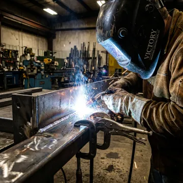 Precision welding in an industrial fabrication shop