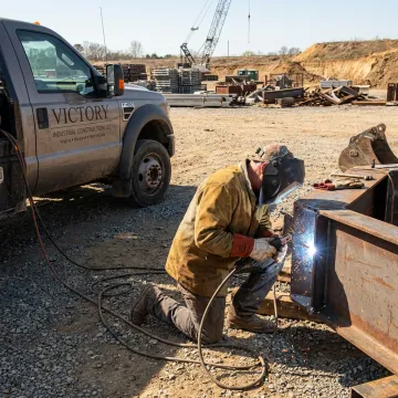 Mobile welding services at an industrial jobsite