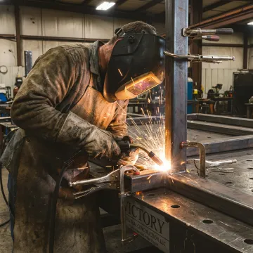 Industrial contract welding in progress