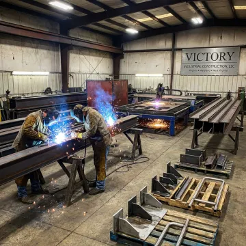 Steel fabrication shop with welding and metal components