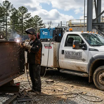 Mobile welding service truck at Virginia industrial site