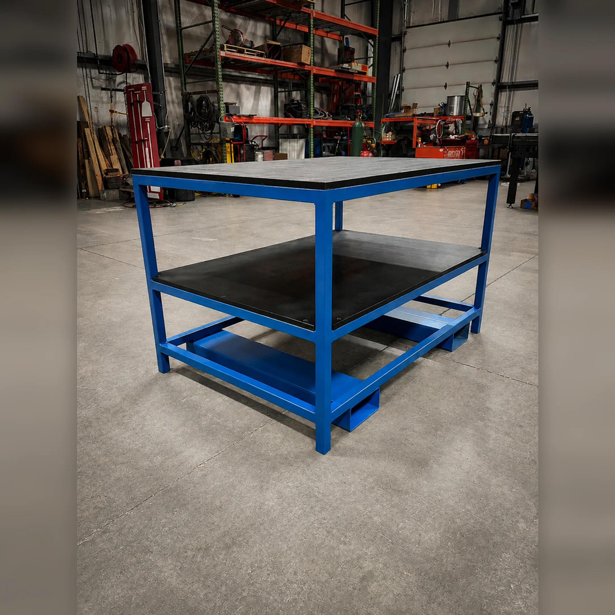 Custom metal fabrication work in an industrial shop
