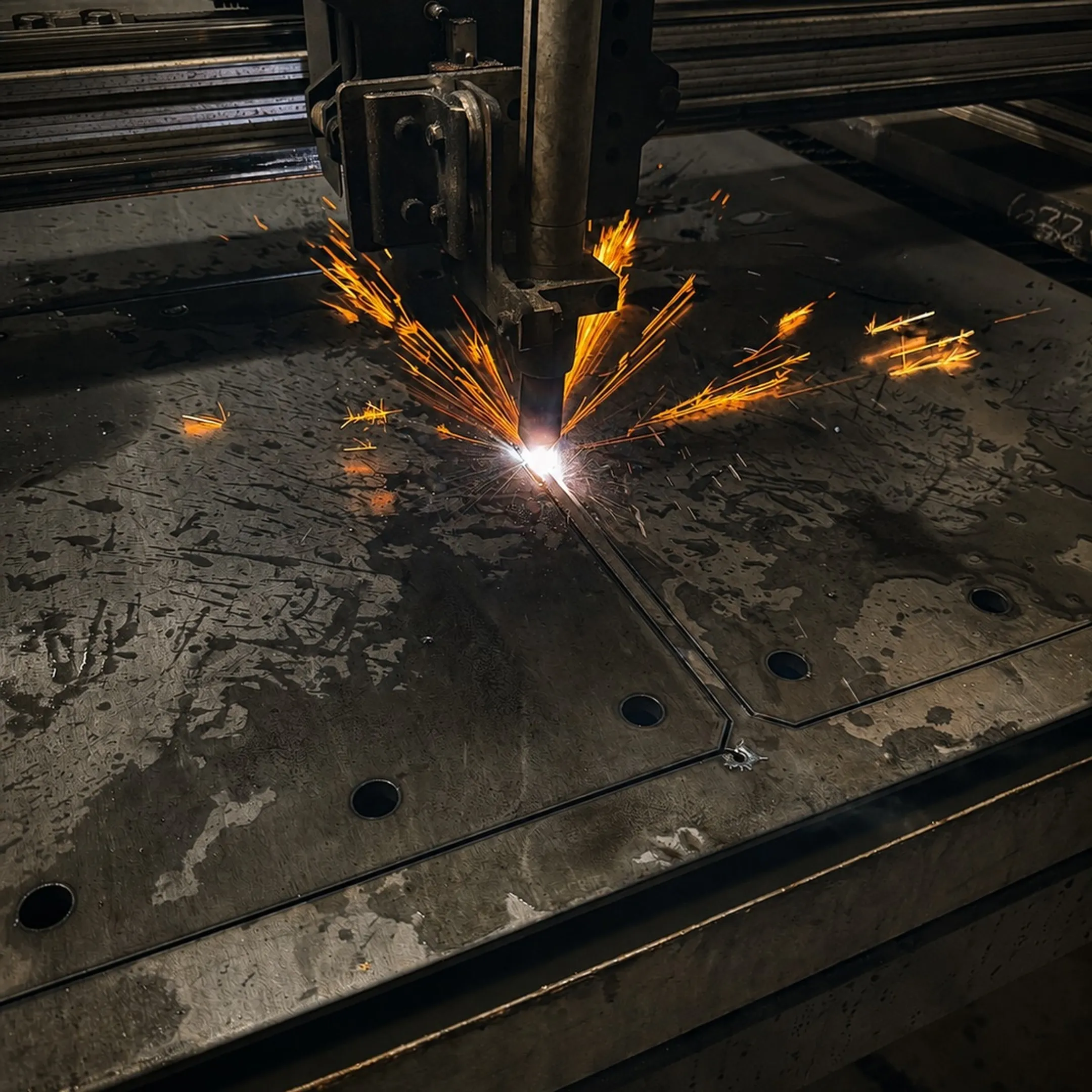 Fabricator reviewing metal fabrication drawings in a workshop