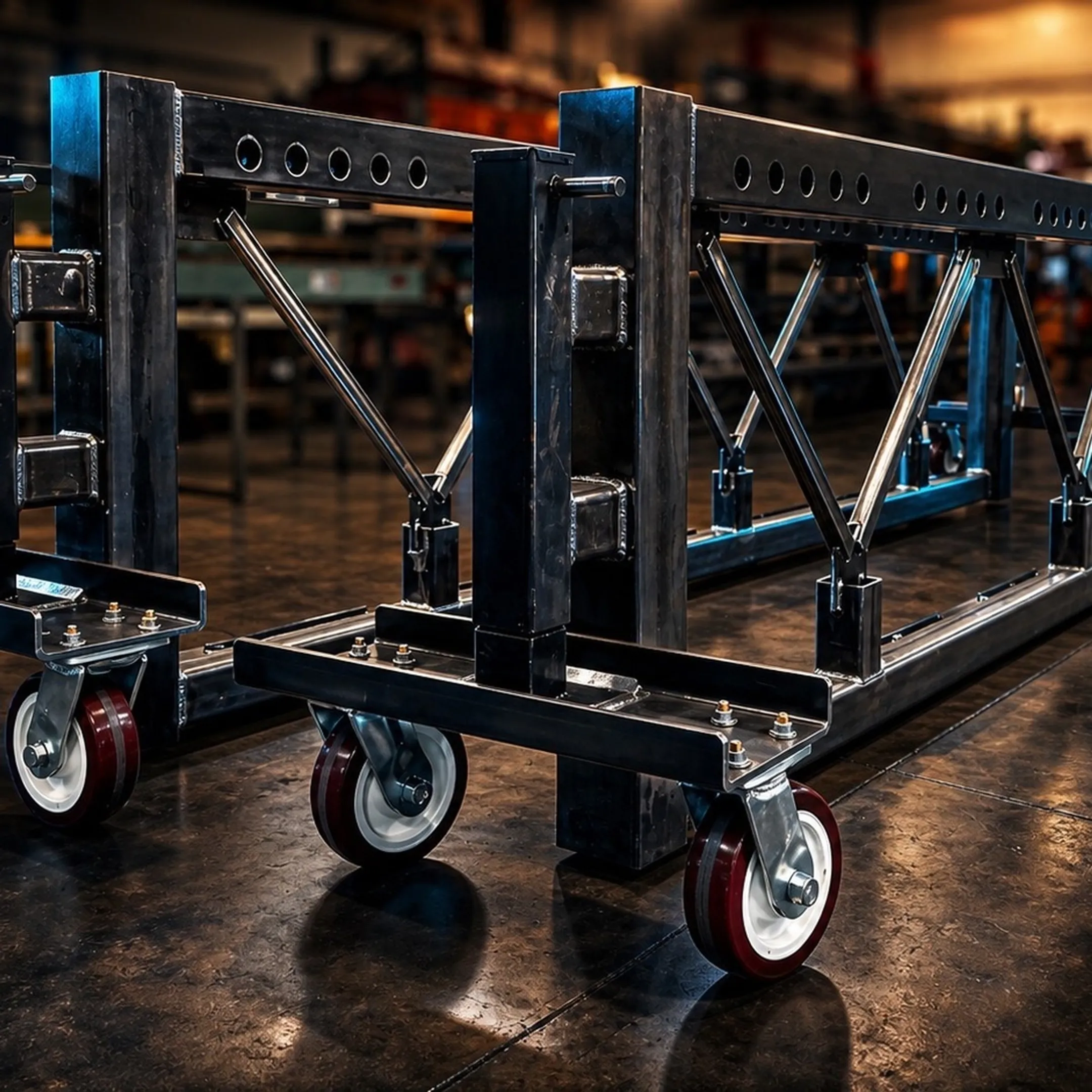 Industrial crew rigging machinery in a facility