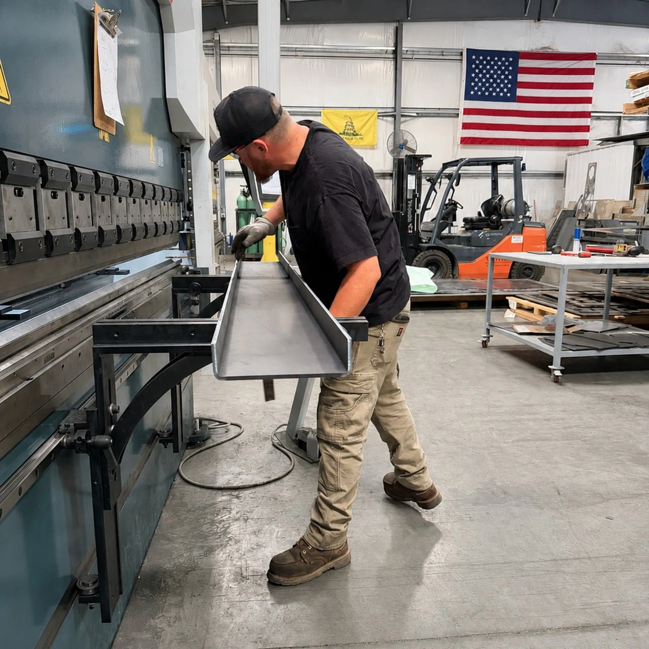 Industrial lifting and rigging equipment handling heavy machinery
