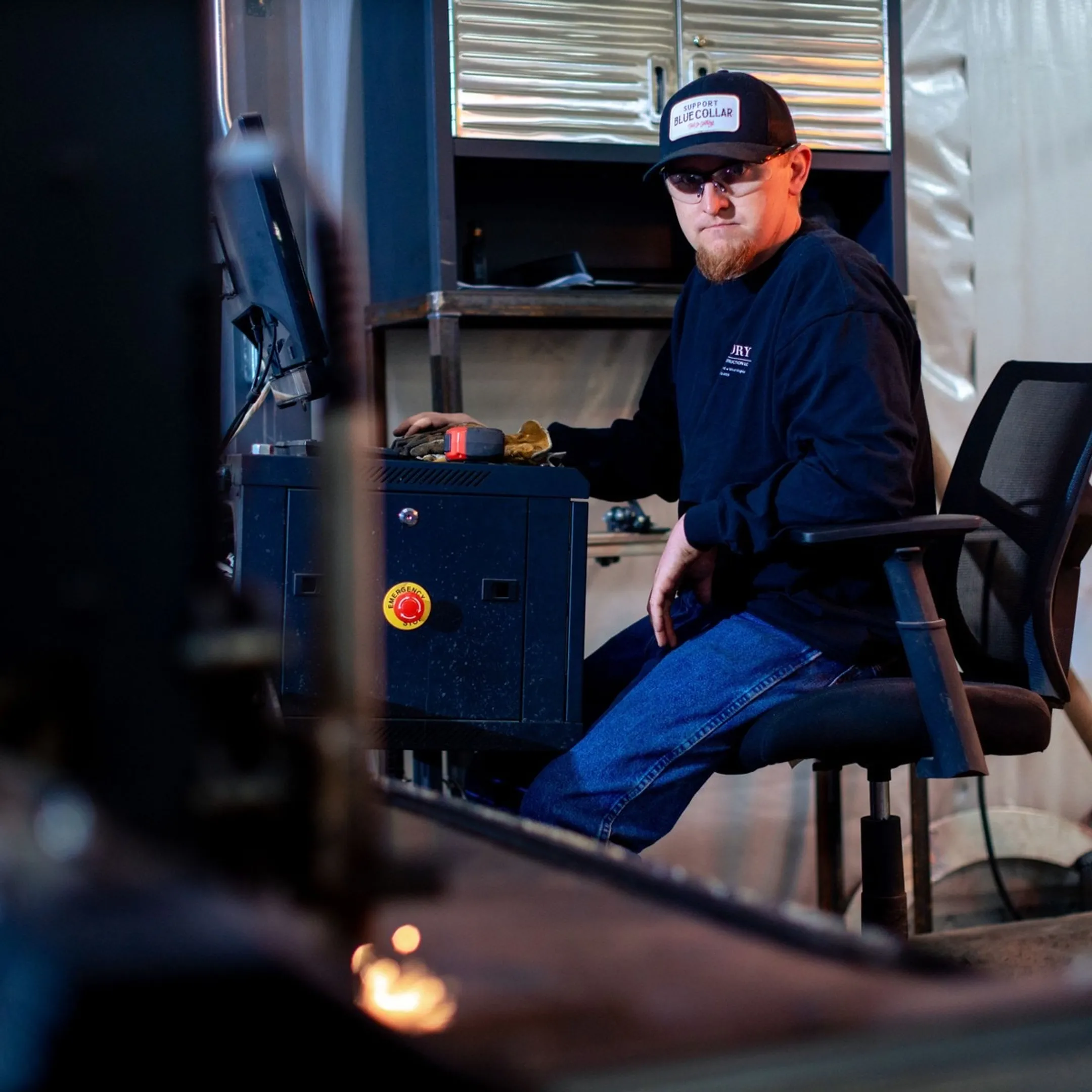 Steel plasma cutting sparks