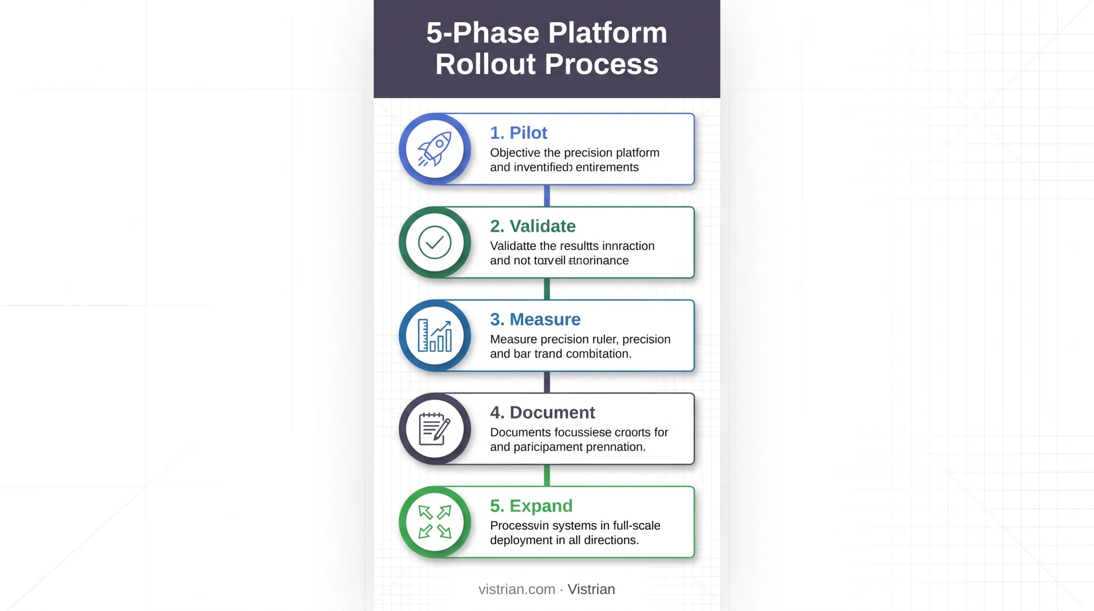 5-phase digital manufacturing platform implementation and rollout process flow infographic