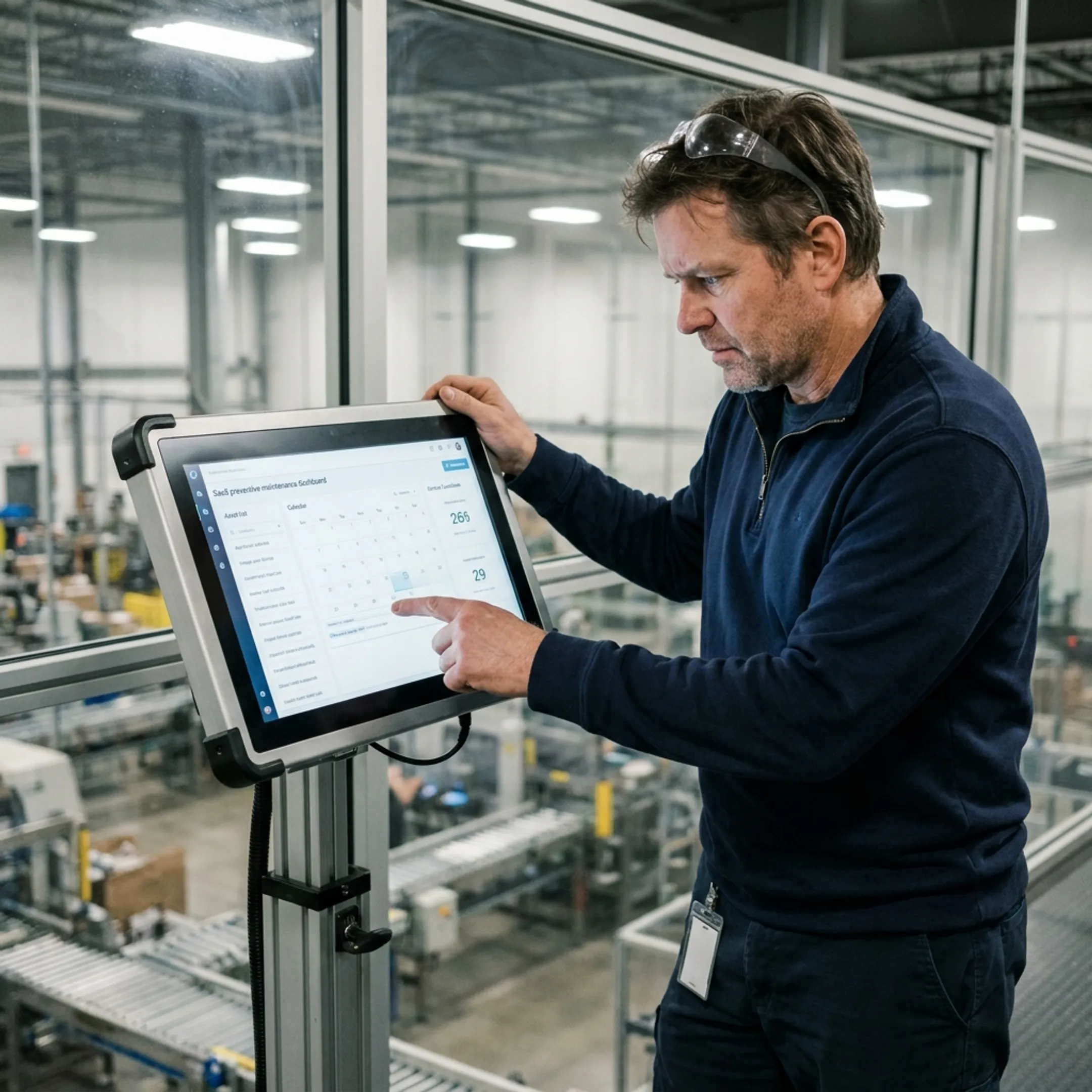 Automated preventive maintenance management interface showing equipment schedules