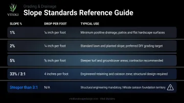 Slope percentage standards by use case quick reference comparison chart