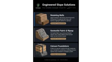 Three engineered hillside slope stabilization solutions retaining walls geotextiles and caissons