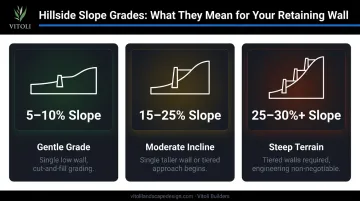 Three slope gradient categories for retaining wall and patio installation guide