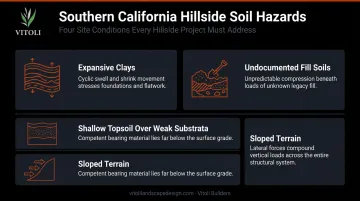 Four hillside soil hazards that make shallow foundations inadequate and unstable