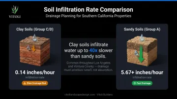 Clay soil versus sandy soil water infiltration rate comparison for Southern California hillsides