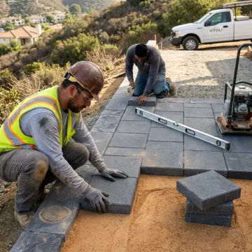 Paver installation on a Southern California patio