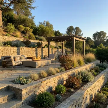 Completed hillside hardscape and landscape project
