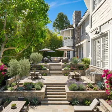 Luxury hillside landscape and hardscape design