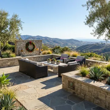 Finished hillside patio in Southern California