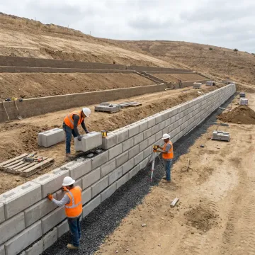 Engineered retaining wall on Brentwood hillside property