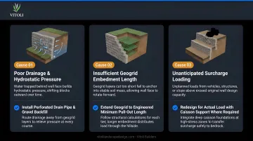 Three common geogrid retaining wall failure causes and recommended fixes comparison