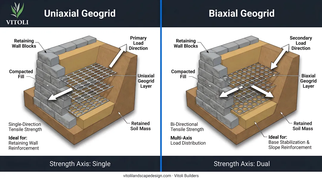 Uniaxial versus biaxial geogrid orientation comparison for retaining walls