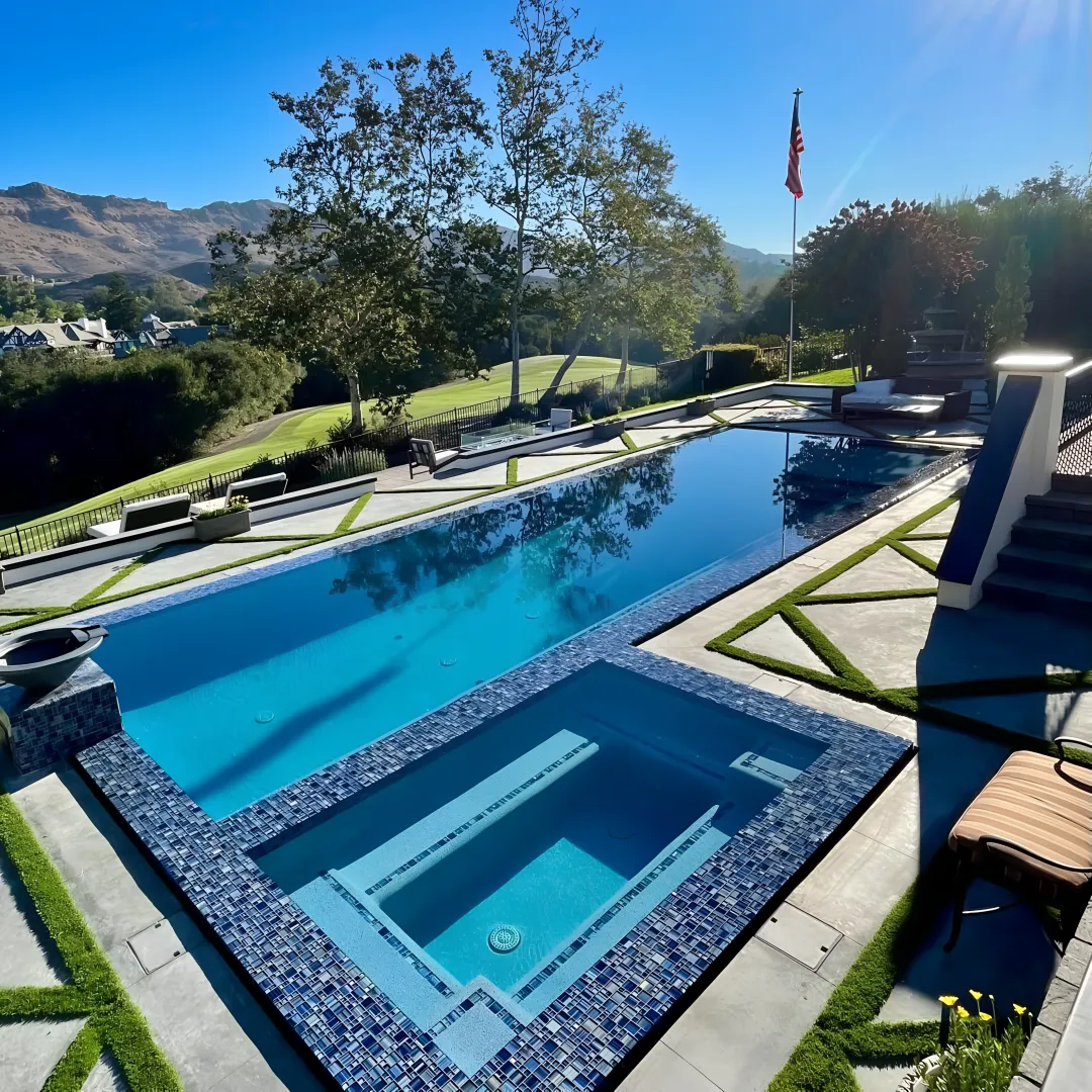 Luxury hillside pool and outdoor living terrace