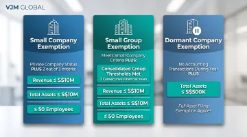 Singapore audit exemption three categories small company small group dormant criteria thresholds