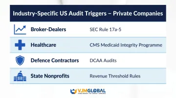 Four US industry-specific audit triggers for private companies infographic